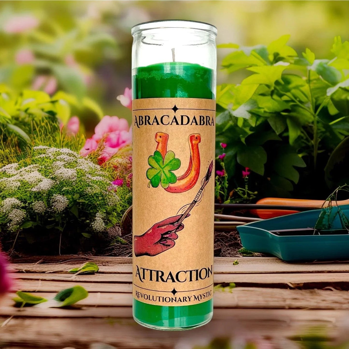 Abracadabra Attraction Spell Candle - Soy Wax Ritual Candle for Abundance And Prosperity Rituals - Revolutionary Mystic
