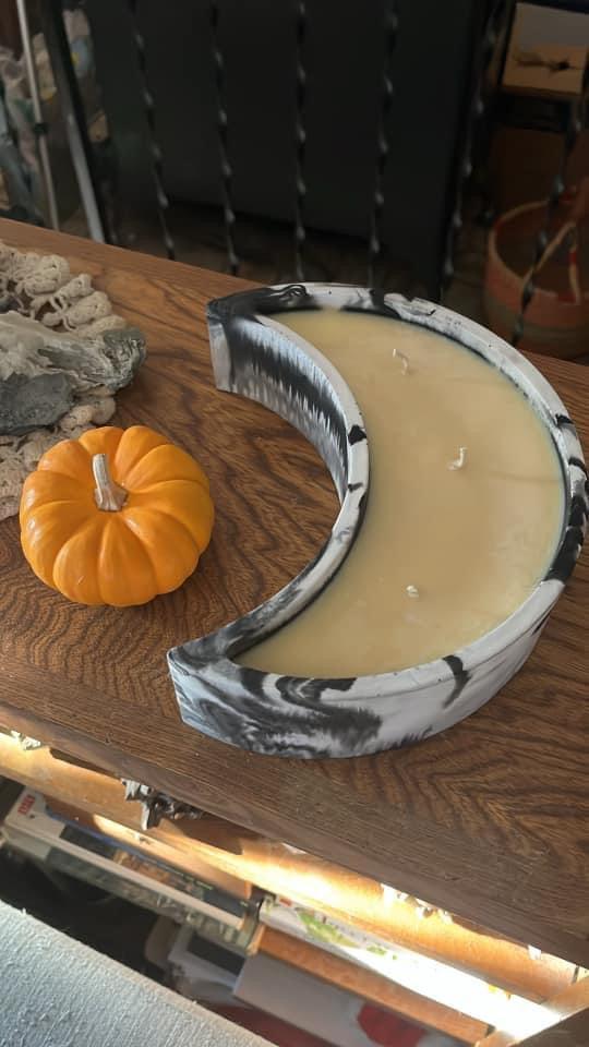 Custom Crescent Moon Soy Wax Candle - Nontoxic Hand - Poured Candle - Revolutionary Mystic