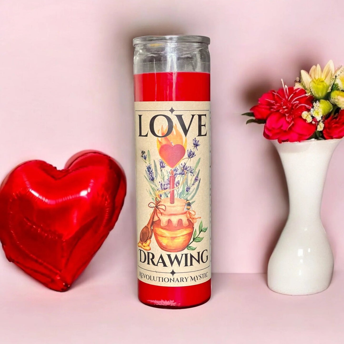 Love Drawing Spell Candle - Soy Wax Ritual Candle for Love Drawing And Heart - Centered Attraction - Revolutionary Mystic