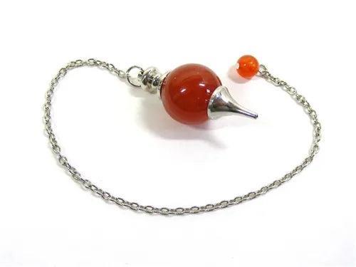 Round Carnelian Pendulum - Crystal Pendulum for Divination - Revolutionary Mystic