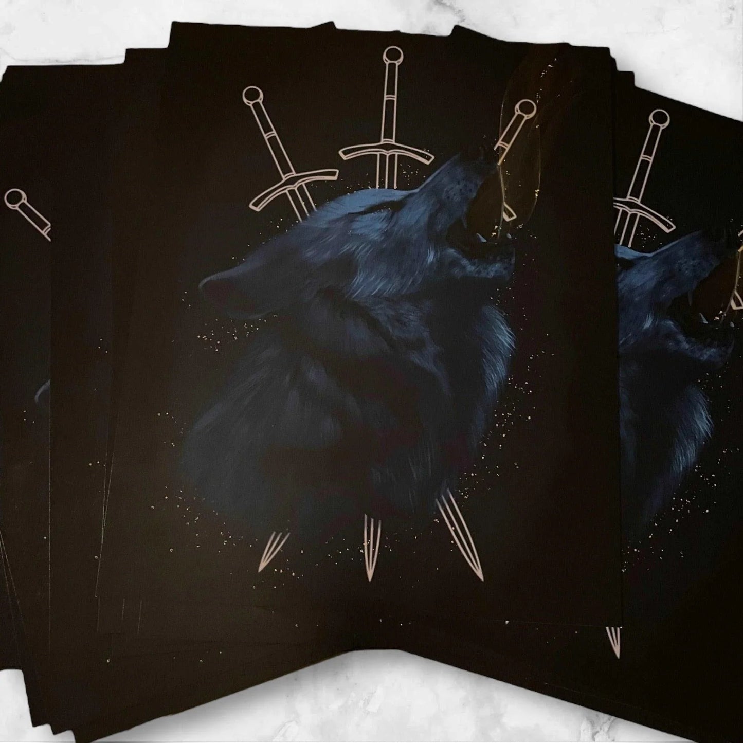 Three of Swords Wolf Giclee Print 11 x 14 - Mystical Wall Art Print - Revolutionary Mystic