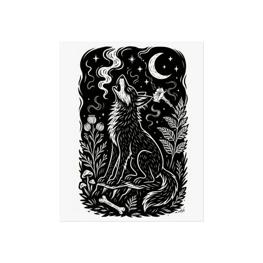 Art Print - Inoxia Monochrome Mystical Wolf Folk - Mystical Wall Art Print - Revolutionary Mystic