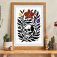 Art Print - Skull Garden Folk Art Minimal Modern Botanical - Mystical Wall Art Print - Revolutionary Mystic