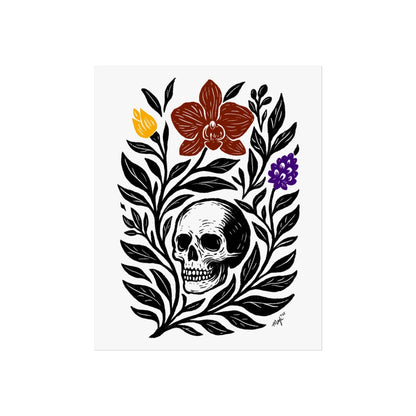 Art Print - Skull Garden Folk Art Minimal Modern Botanical - Mystical Wall Art Print - Revolutionary Mystic