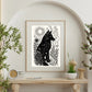 Art Print - Solar Solstice Mystical Wolf Monochrome Witchy Aesthetic - Mystical Wall Art Print - Revolutionary Mystic