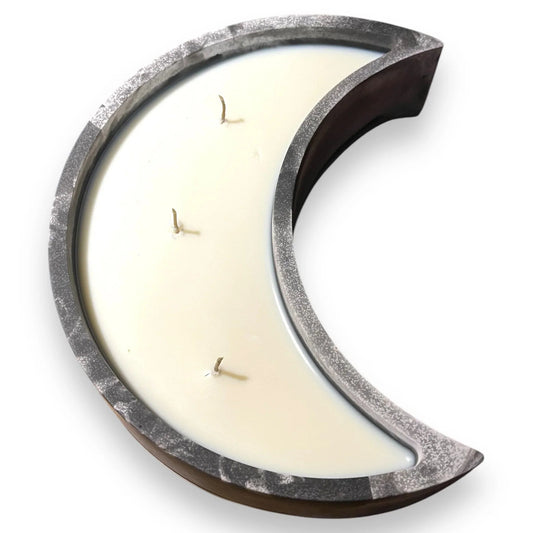 Crescent Moon Jesmonite Triple - Wick Candle - Revolutionary Mystic
