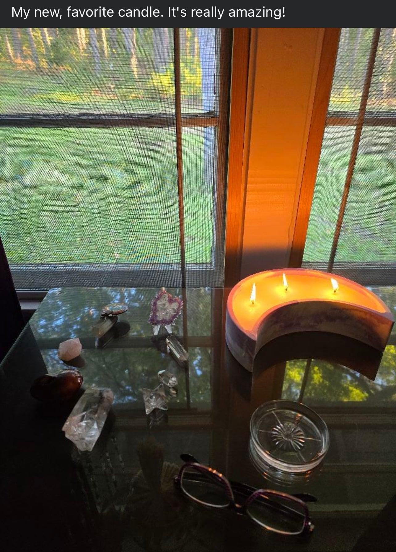 Custom Crescent Moon Soy Wax Candle - Nontoxic Hand - Poured Candle - Revolutionary Mystic