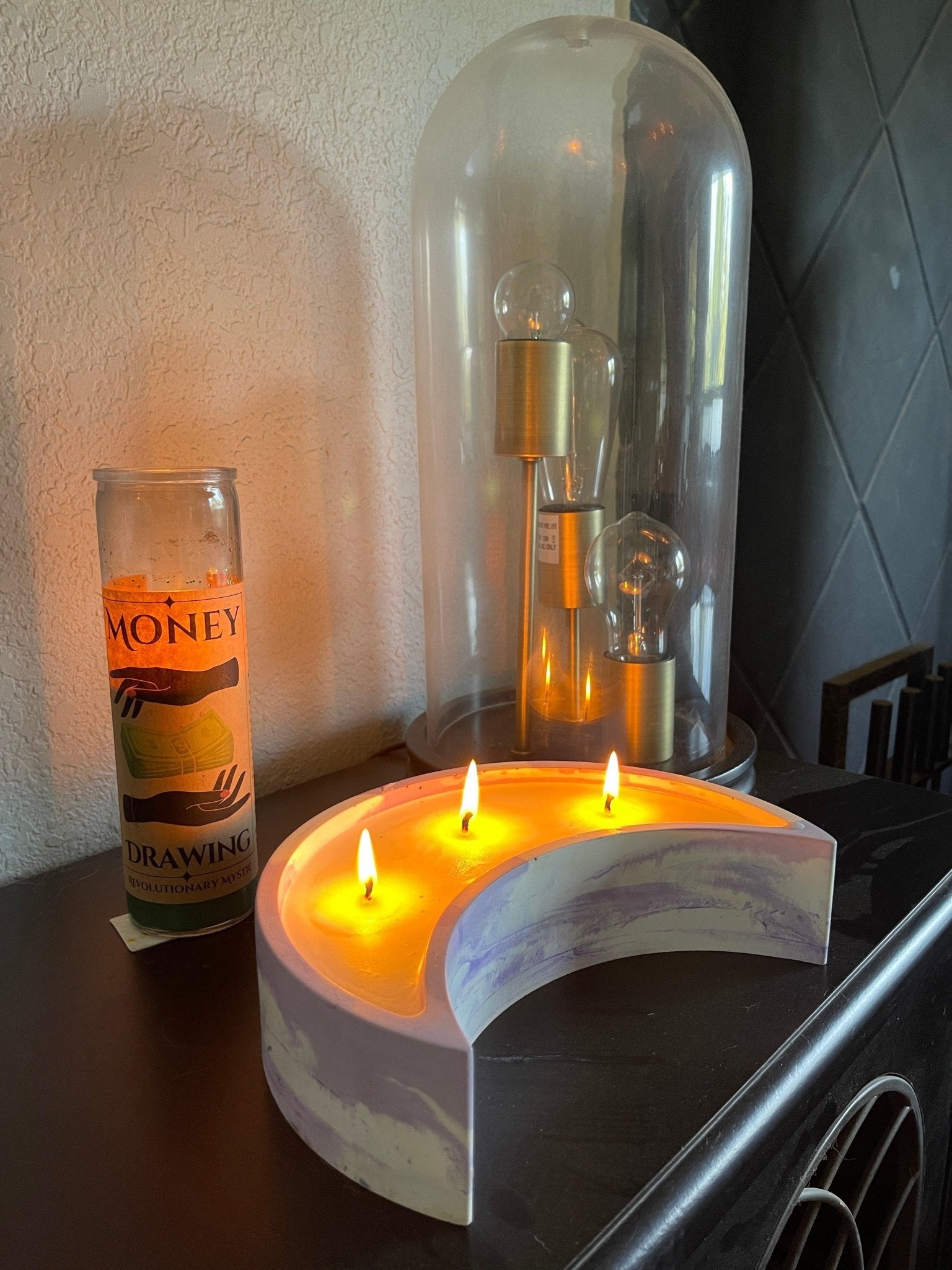 Custom Crescent Moon Soy Wax Candle - Nontoxic Hand - Poured Candle - Revolutionary Mystic