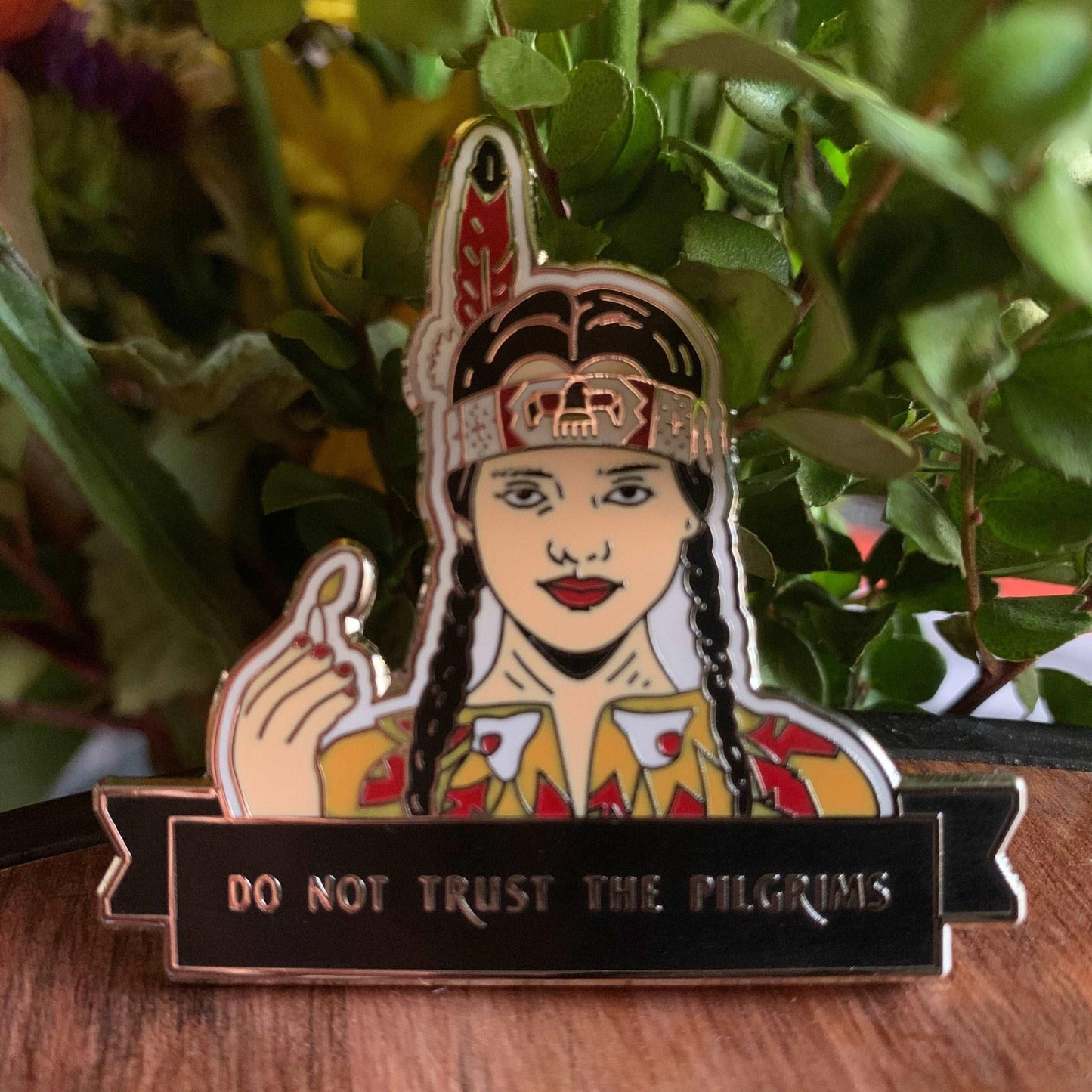 Do Not Trust The Pilgrims - Wednesday Enamel Pin Embroidered Patch - Revolutionary Mystic