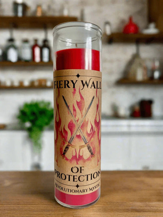 Fiery Wall of Protection Spell Candle Soy Wax Ritual Candle for Spiritual Protection And Boundary Work - Revolutionary Mystic