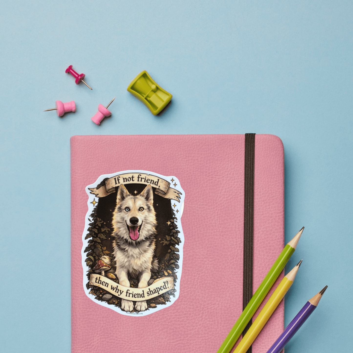 Friend Shaped Wolfdog Sticker - Finn - Black Moon Ritualcraft