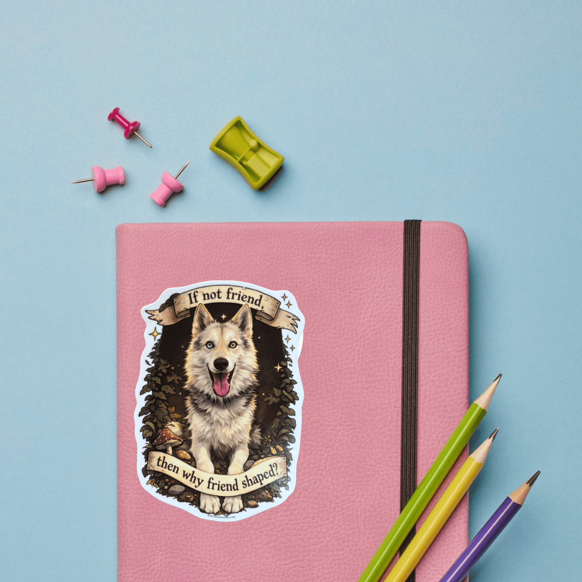 Friend Shaped Wolfdog Sticker - Finn - Black Moon Ritualcraft