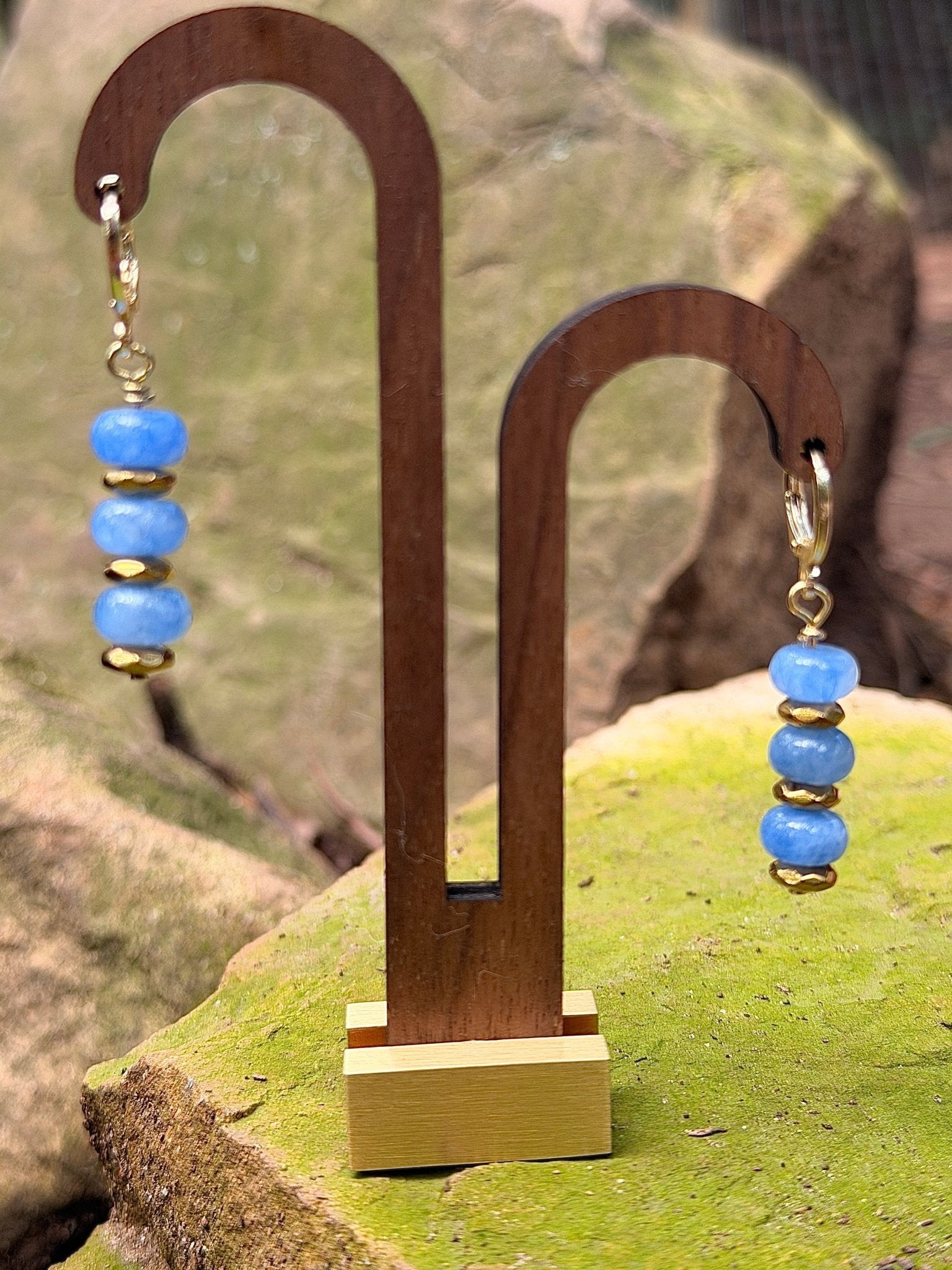 Moonwater — Chalcedony & Gold Hematite Dangle Earrings - Black Moon Ritualcraft