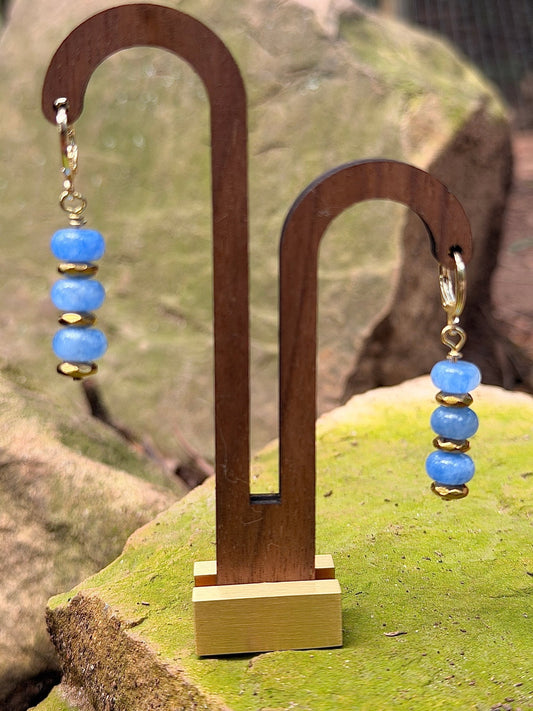 Moonwater — Chalcedony & Gold Hematite Dangle Earrings - Black Moon Ritualcraft