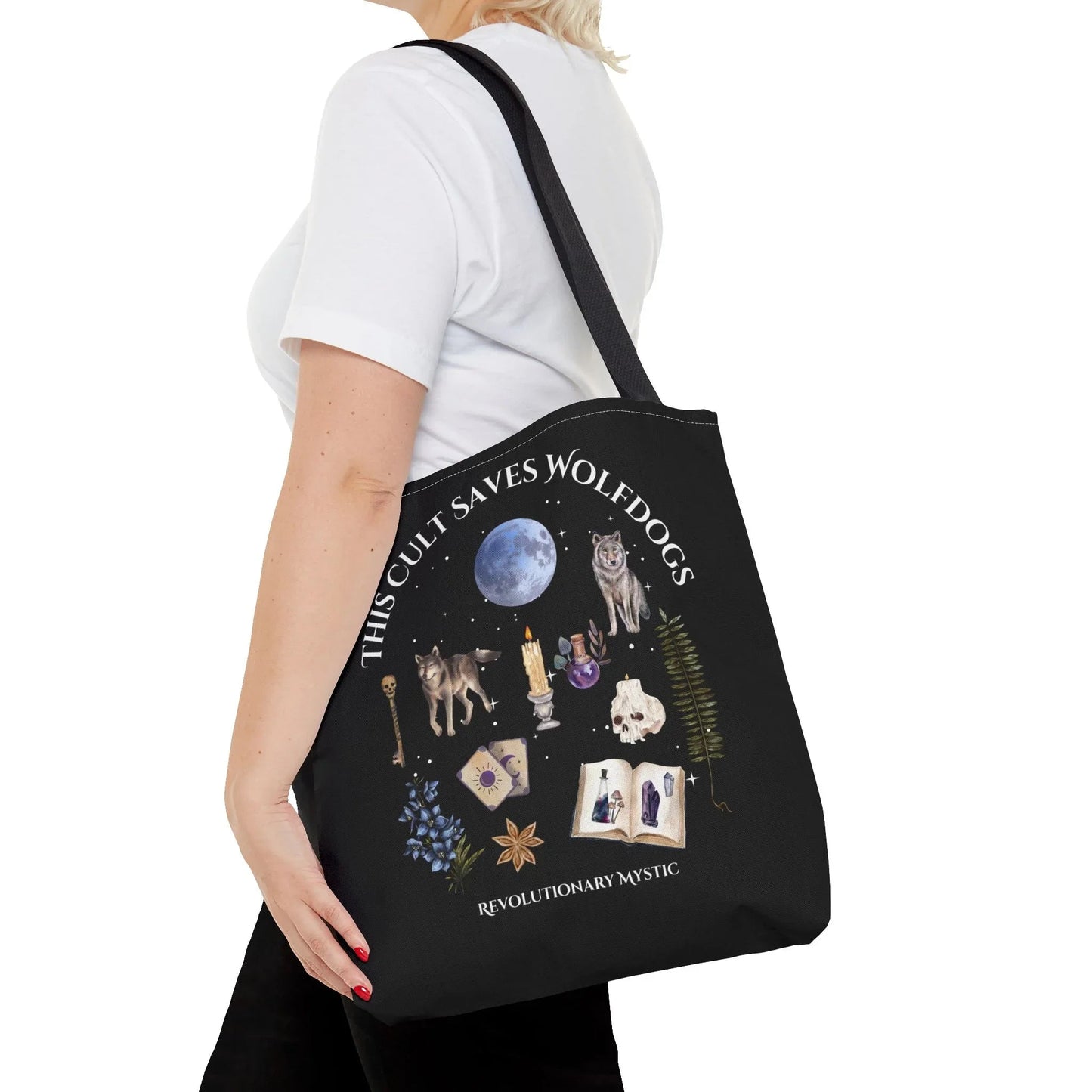 Mystical Wolfdog Tote Bag - Cult Saves Wolfdogs & Hexing Haters Design - Revolutionary Mystic
