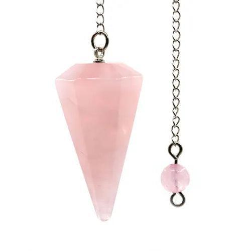 Rose Quartz Pendulum Faceted - Crystal Pendulum for Divination - Revolutionary Mystic