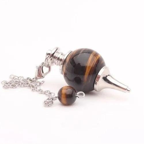 Round Tiger Eye Pendulum - Crystal Pendulum for Divination - Revolutionary Mystic