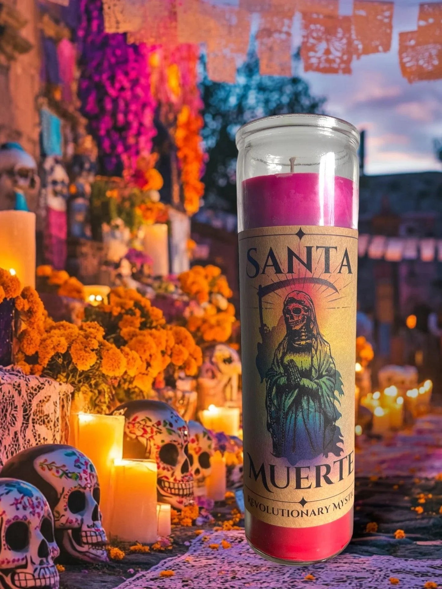 Santa Muerte Soy Wax Candle - Nontoxic Hand - Poured Candle - Revolutionary Mystic