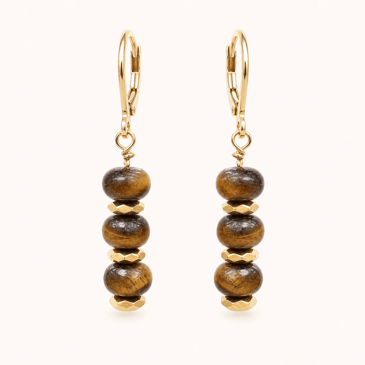 Sunfang — Tiger Eye & Gold Hematite Dangle Earrings - Black Moon Ritualcraft