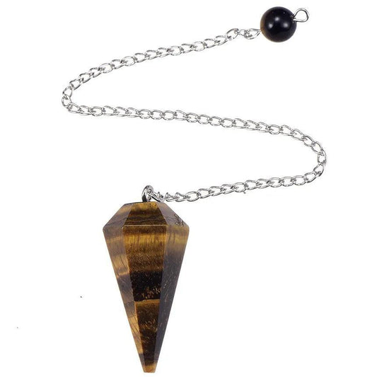 Tiger Eye Pendulum Faceted - Crystal Pendulum for Divination - Revolutionary Mystic