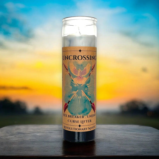 Uncrossing Spell Candle - Soy Wax Ritual Candle for Uncrossing, Cleansing, And Road Clearing - Revolutionary Mystic