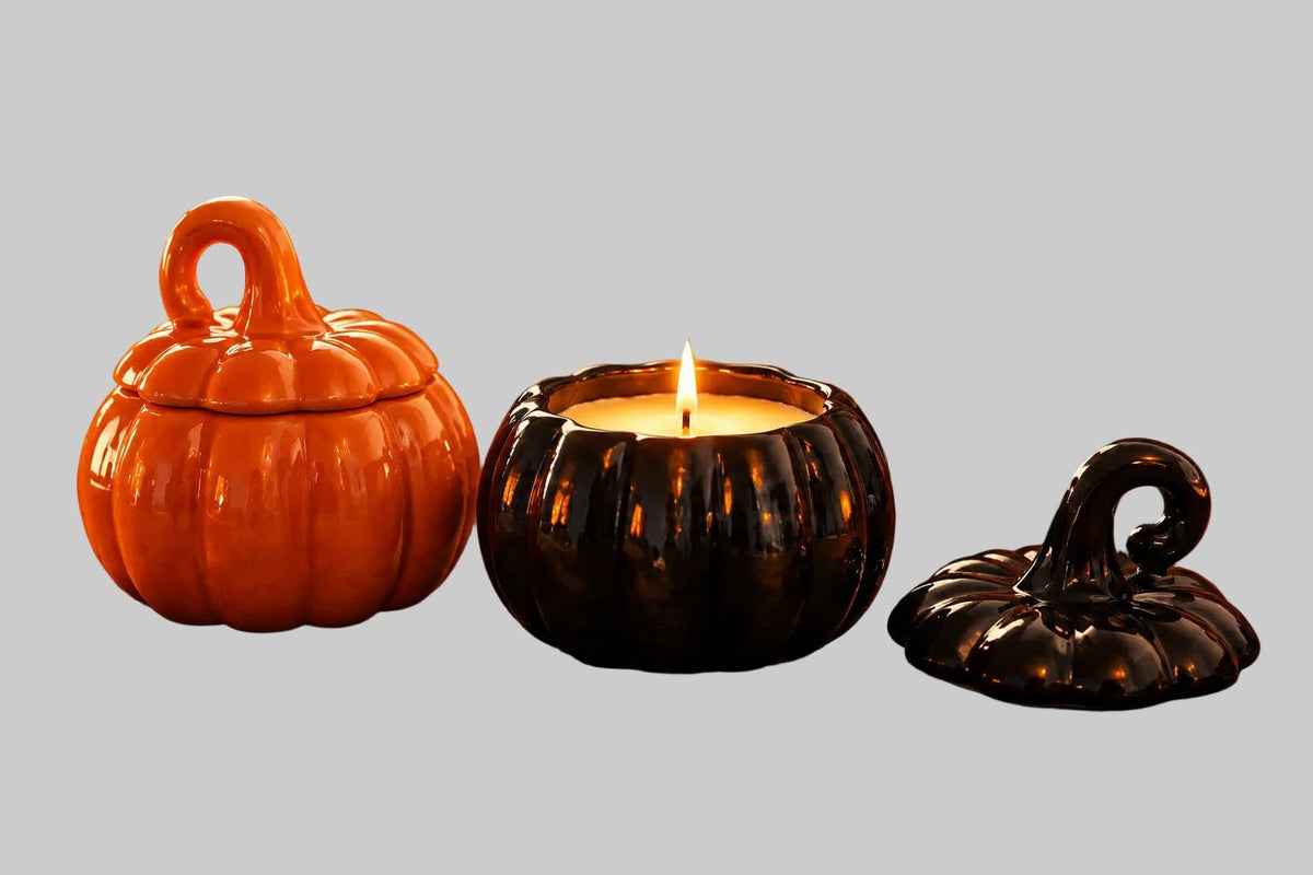 Unruly Pumpkin Patch — Halloween Soy Candle in Ceramic Pumpkin Jar - Black Moon Ritualcraft