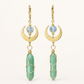 Verdant Orbit — Amazonite & Gold Crescent Earrings - Black Moon Ritualcraft