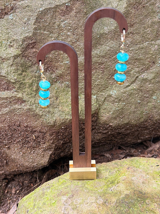 Wild Sky — Amazonite & Gold Hematite Dangle Earrings - Black Moon Ritualcraft