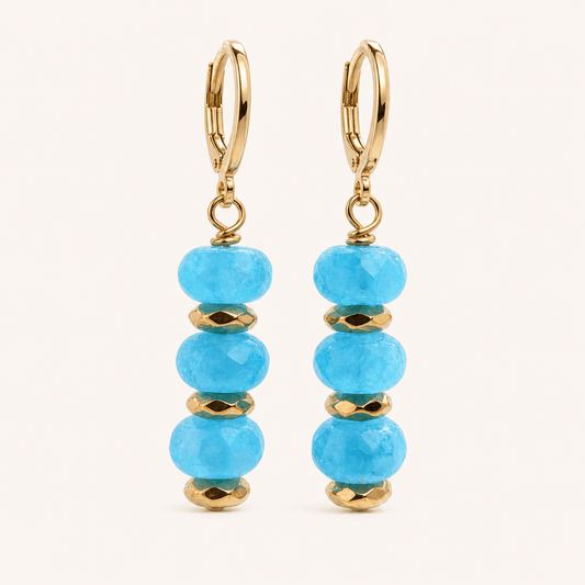 Wild Sky — Amazonite & Gold Hematite Dangle Earrings - Black Moon Ritualcraft