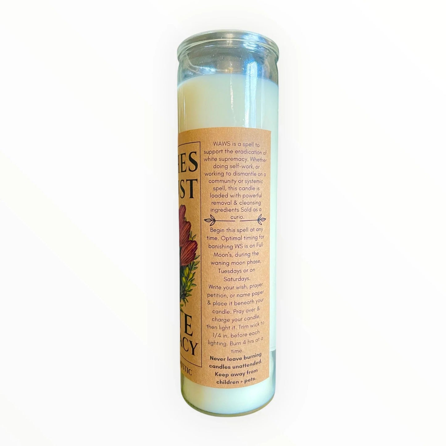 Witches Against White Supremacy Soy Wax Candle - Nontoxic Hand - Poured Candle - Revolutionary Mystic
