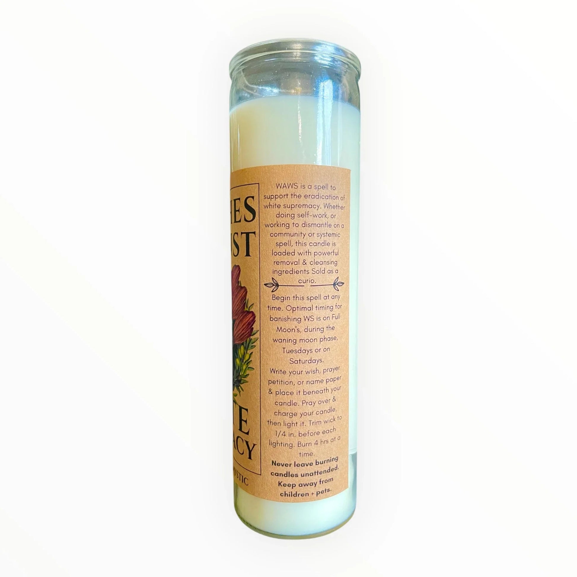 Witches Against White Supremacy Soy Wax Candle - Nontoxic Hand - Poured Candle - Revolutionary Mystic